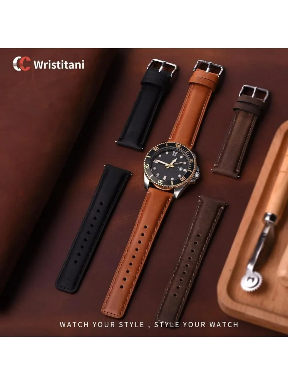 3 Pack Genuine Leather Watch Straps 19mm-24mm, Quick Release Vintage Bands for